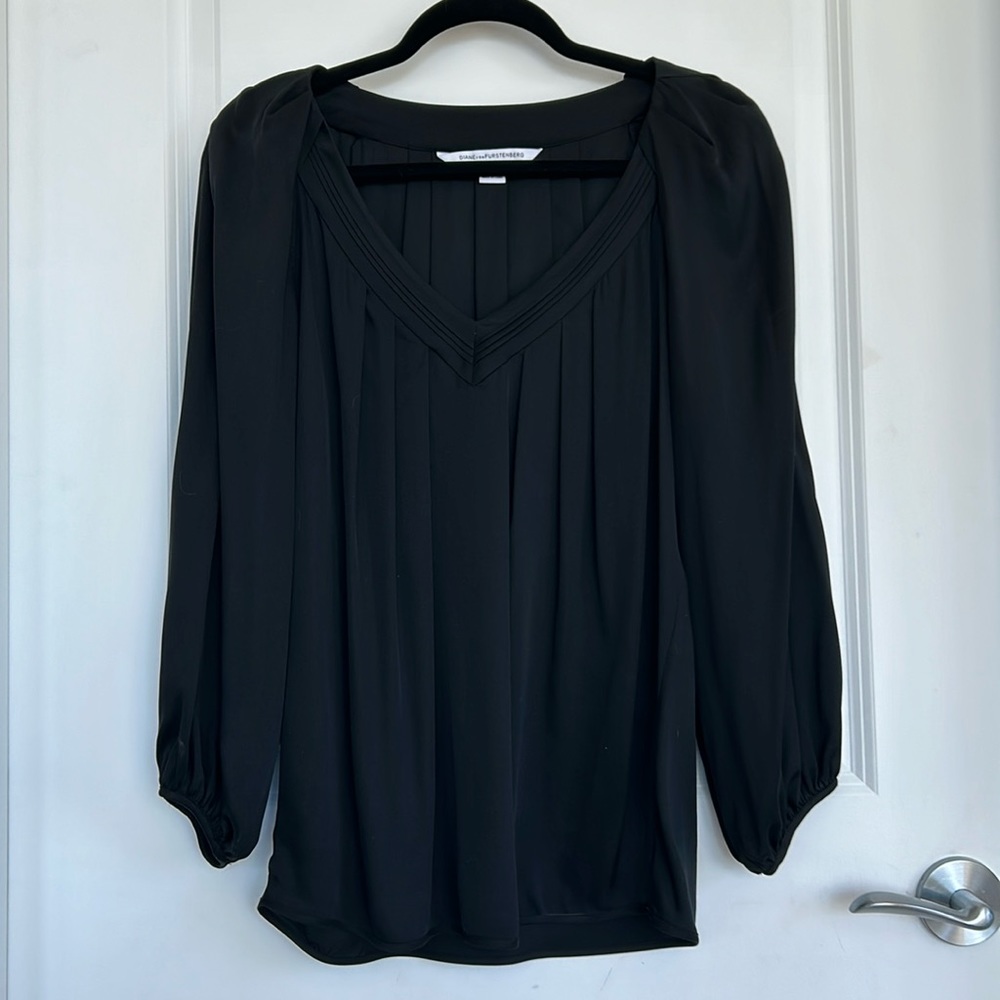 DVF black Cahill silk blouse